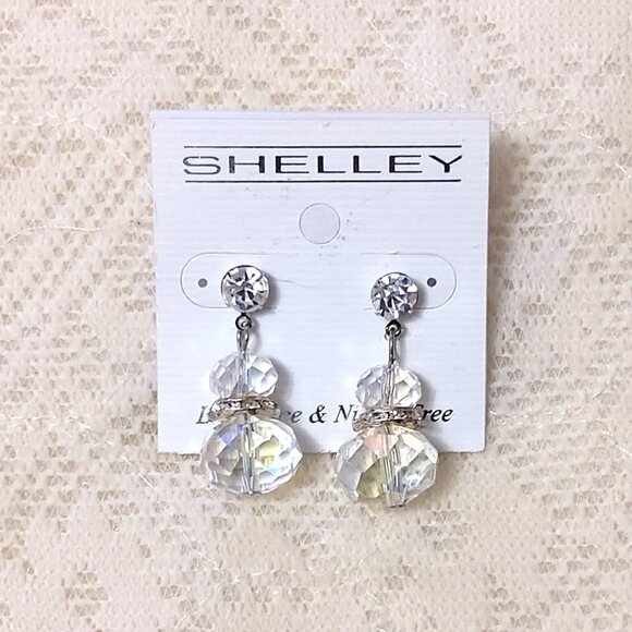 NEW Handcrafted Clear Round Beads Drop Earrings Women Fashion Jewelry Gifts - Picture 2 of 4